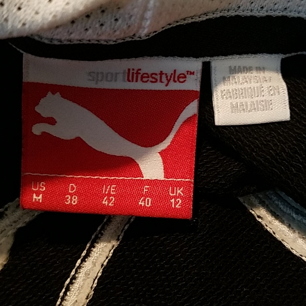 PUMA Hooded Pullover Sz M Black & White - Picture 4 of 5